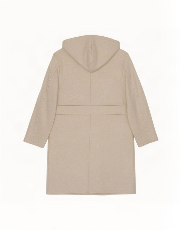 Damski płaszcz z kapturem, oversize, dwurzędowy Zara UK 10 Small Beige