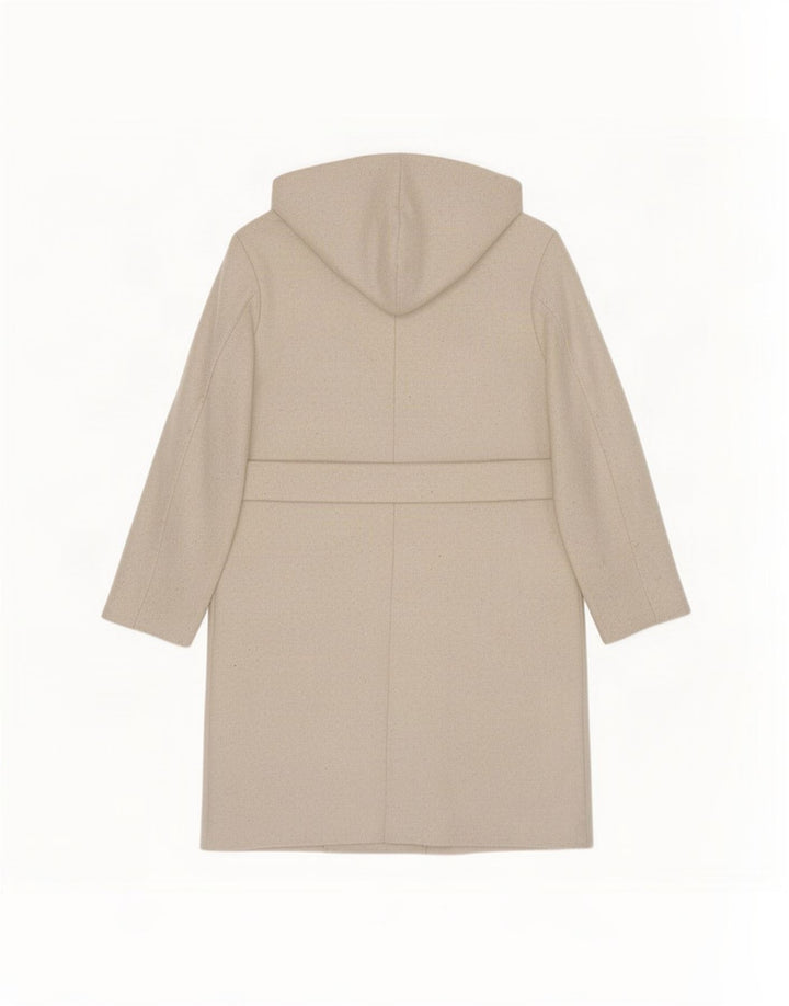Damski płaszcz z kapturem, oversize, dwurzędowy Zara UK 10 Small Beige