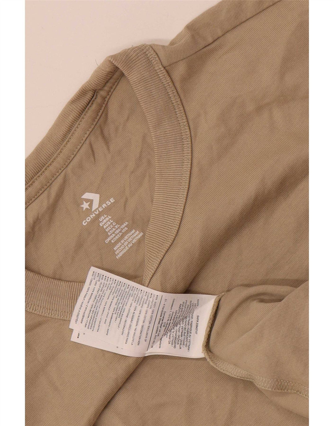 Converse Męski T-shirt z grafiką, duży, beżowy, bawełniany