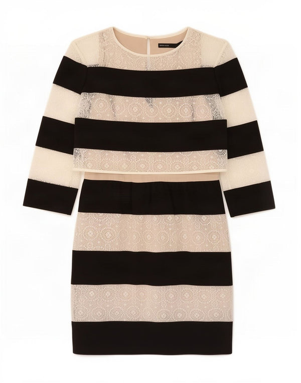 Karen Millen Damska sukienka z rękawem 3/4 UK 10 w małe czarne paski