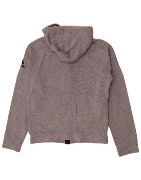 Damski sweter Adidas z grafiką i zamkiem błyskawicznym UK 10, mały, szary, bawełniany
