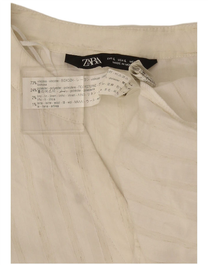 Damska bluzka oversize z rękawem 3/4 Zara UK 16 w duże białe paski