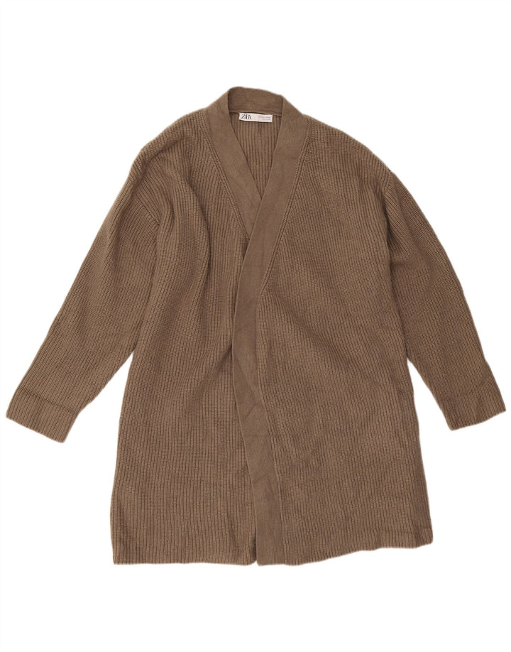 Damski sweter oversize z długimi rękawami i otwartym kardiganem Zara UK 10 Small Brown