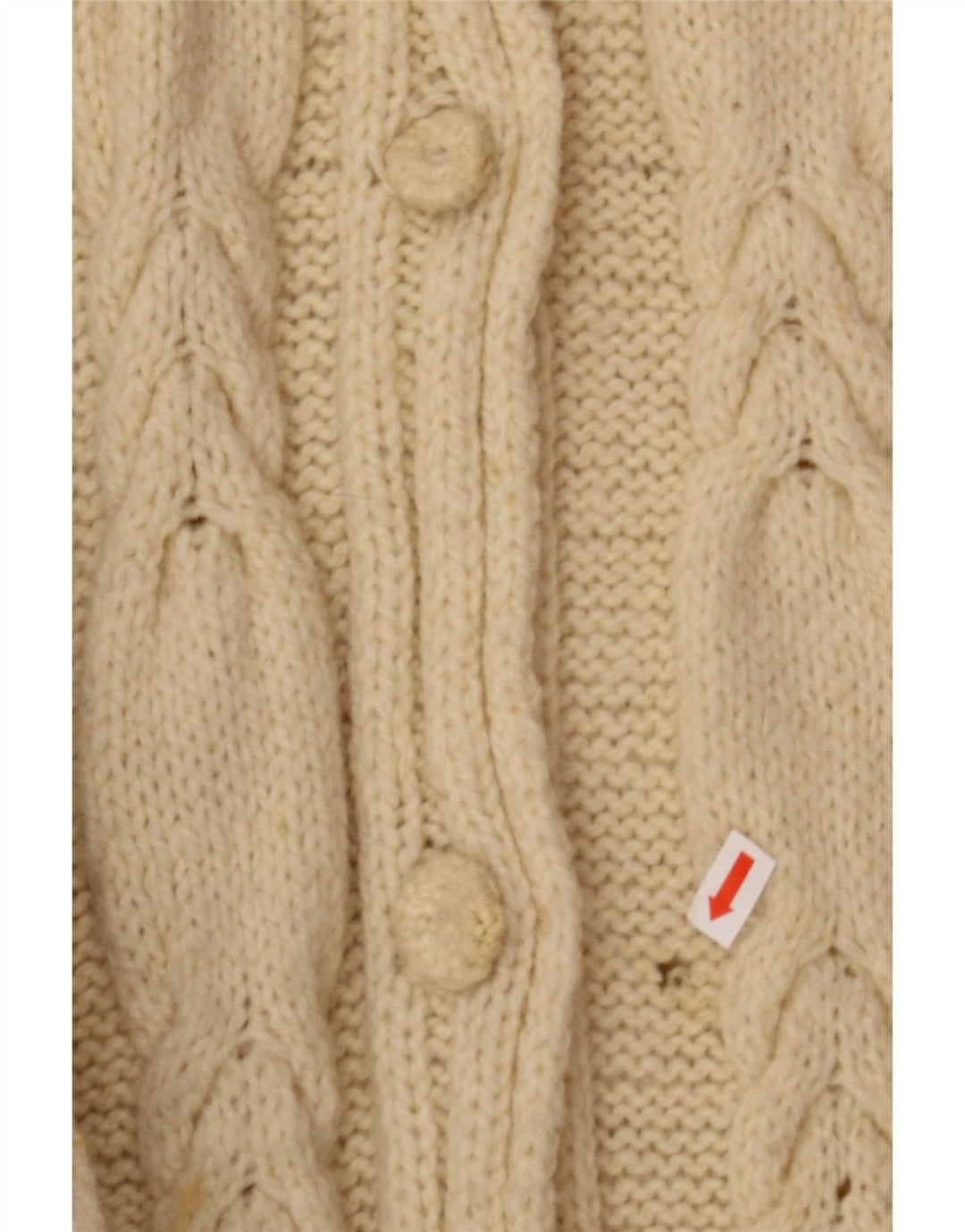 VINTAGE Womens Longline Cardigan Sweater UK 14 Medium Beige Vintage Vintage and Second-Hand Vintage from Messina Hembry 