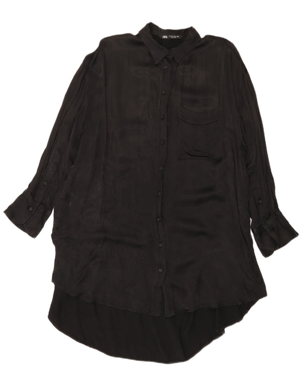 Damska oversize'owa sukienka koszulowa Zara UK 10 Small, czarna wiskoza