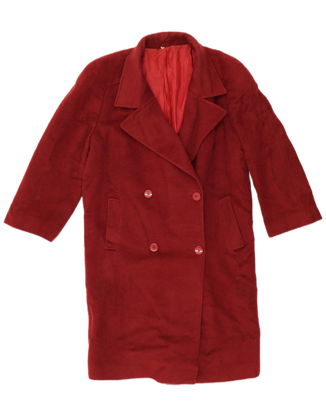 VINTAGE Damski płaszcz dwurzędowy IT 48 XL Burgundowa wełna