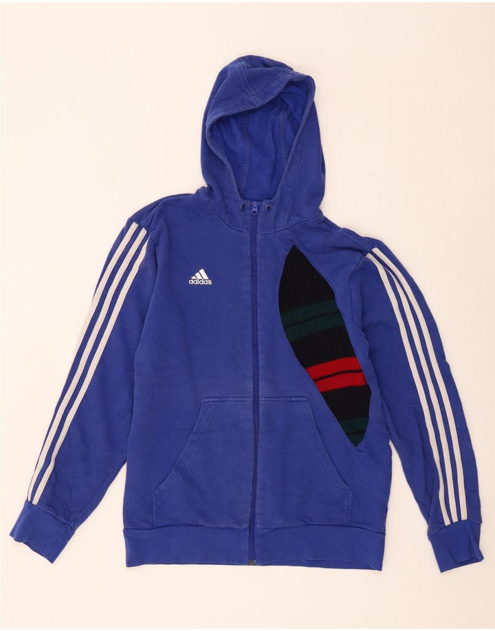 Adidas Męski sweter z kapturem i zamkiem błyskawicznym Średni niebieski, bawełniany blok kolorów