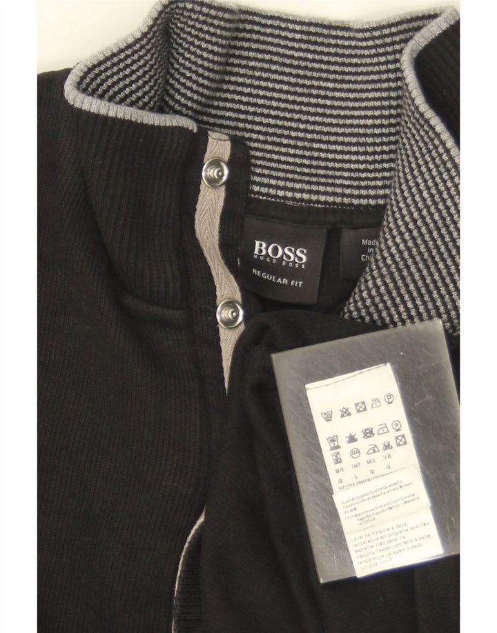 Męski sweter Hugo Boss o regularnym kroju i zapinanym na zamek, w duże czarne paski