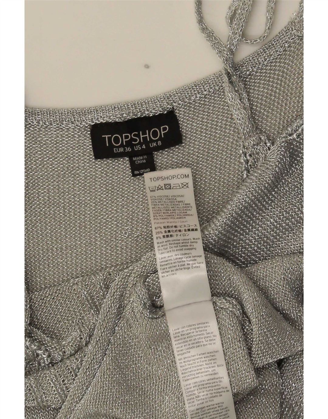 Damska sukienka na ramiączkach Topshop UK 8 Small Silver Wiskoza