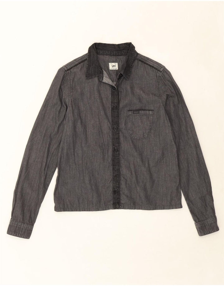 LEE Womens Shirt UK 10 Small Grey Cotton Vintage Lee and Second-Hand Lee from Messina Hembry 