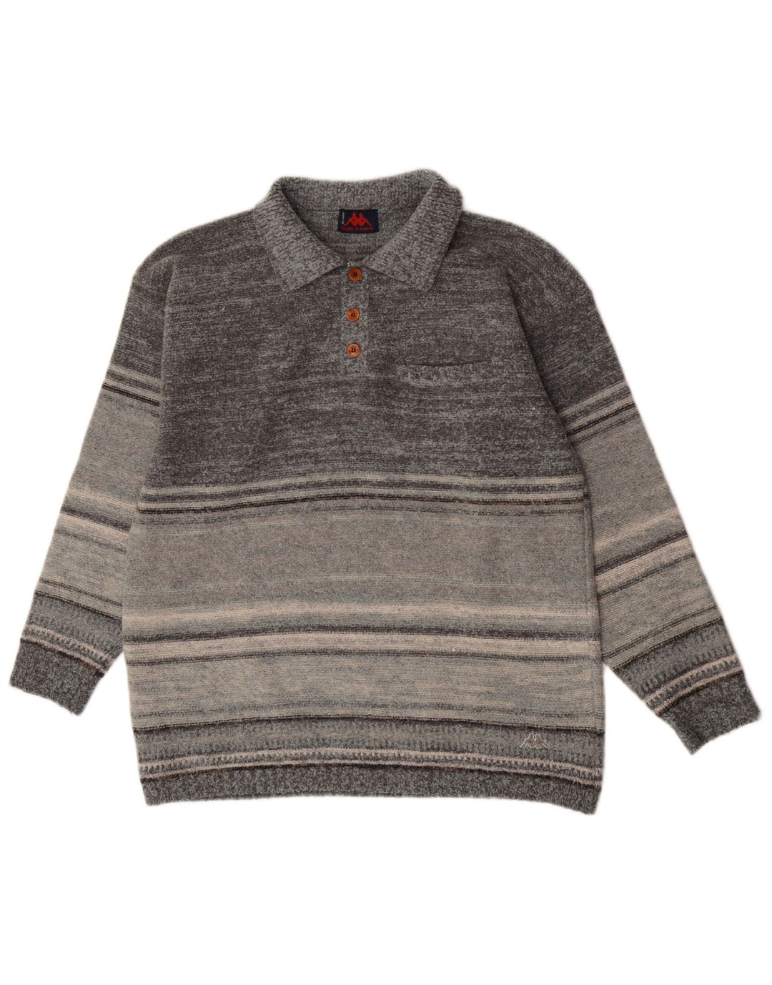 Męski sweter Kappa Polo XL, szary, wełniany w paski