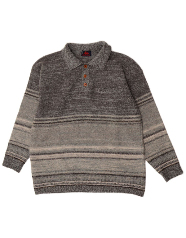 Męski sweter Kappa Polo XL, szary, wełniany w paski