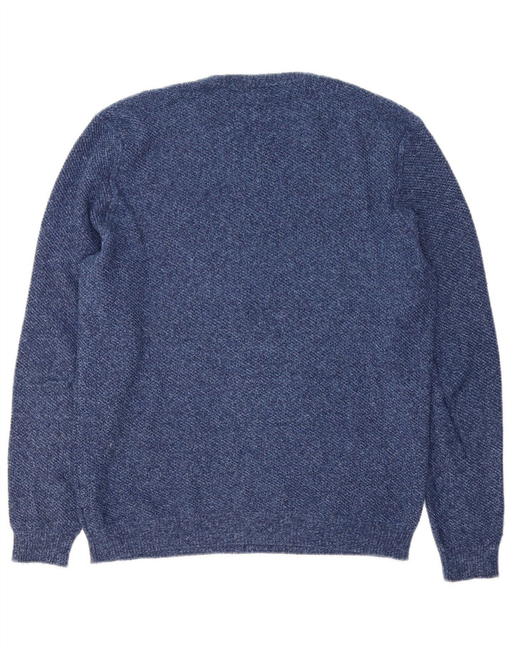 Męski sweter z okrągłym dekoltem Massimo Dutti, średni granatowy, bawełniany