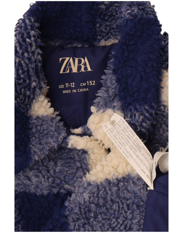 Kurtka polarowa Zara dziewczęca 11-12 lat, niebieska kratka, poliester