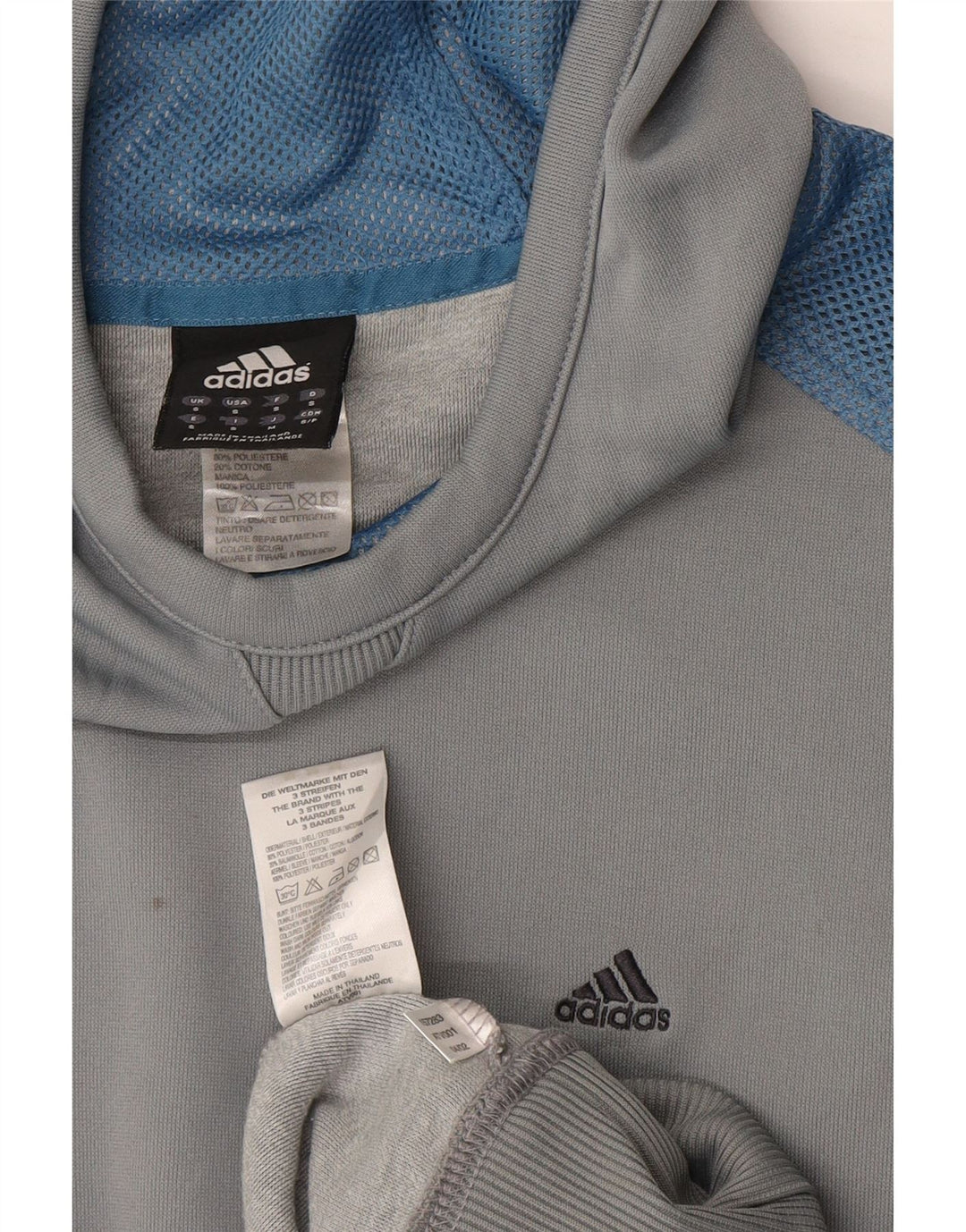 Męska bluza z kapturem Adidas, mała, szara, z blokami kolorów, poliester
