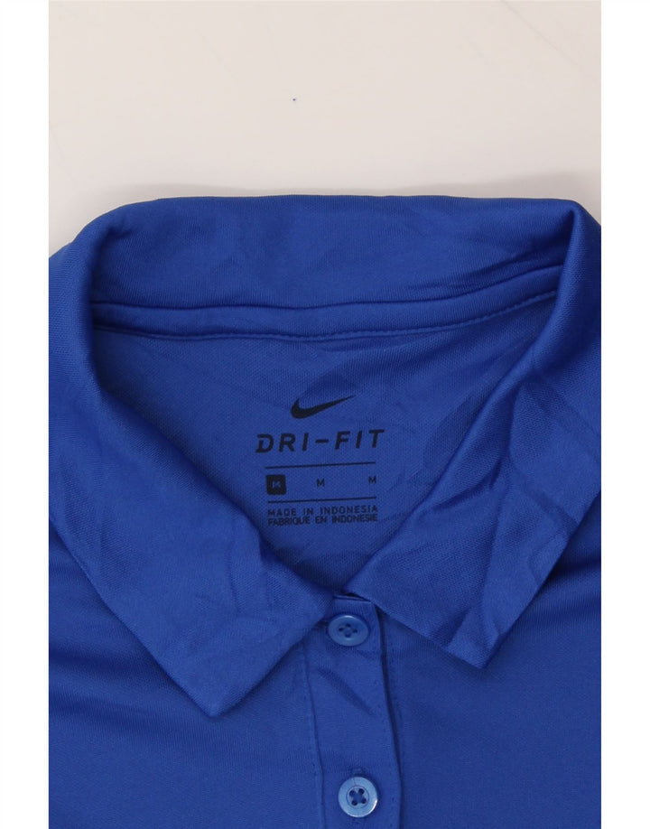 NIKE Womens Dri Fit Polo Shirt UK 12 Medium Blue Polyester Vintage Nike and Second-Hand Nike from Messina Hembry 