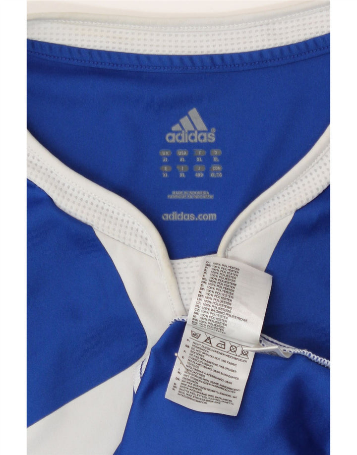 Adidas Męska koszulka z grafiką Top XL Niebieski poliester z blokami kolorów
