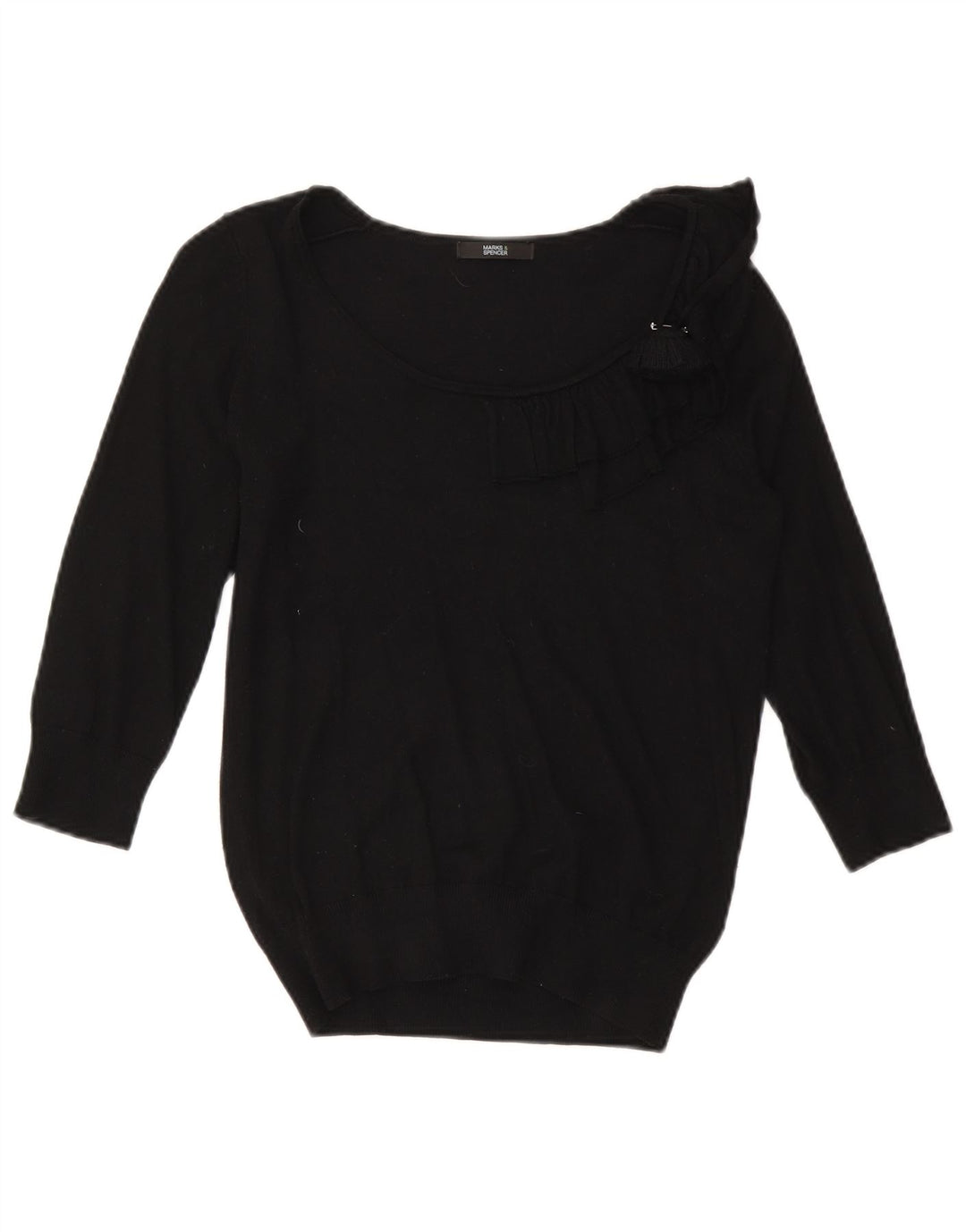 Marks & Spencer Damski sweter z dekoltem w łódkę, UK 10, mały, czarny