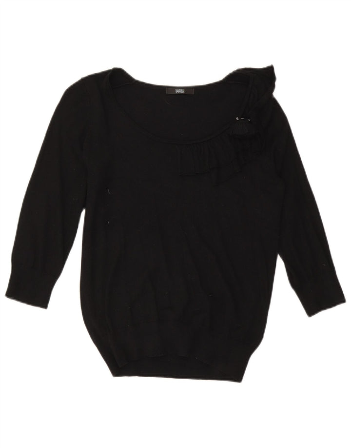 Marks & Spencer Damski sweter z dekoltem w łódkę, UK 10, mały, czarny