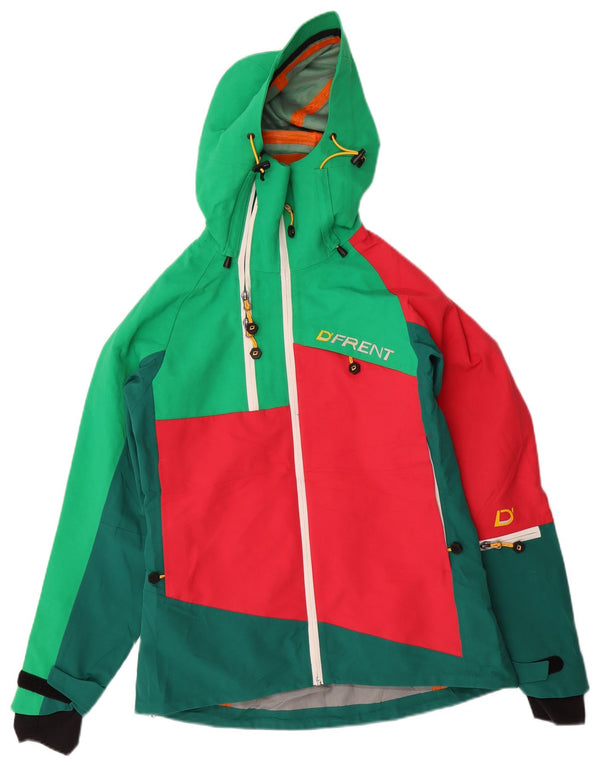 Damska kurtka przeciwdeszczowa z kapturem D'Frent Graphic UK 36 Small Green Colorblock