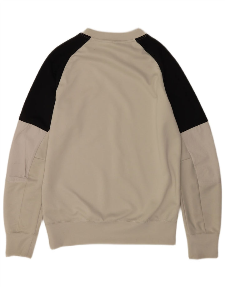 Męski sweter z grafiką Nike, mały, szary, z blokami kolorów, poliester
