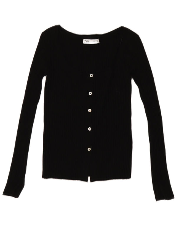 Sweter damski Zara Cardigan UK 8 Mały czarny akryl