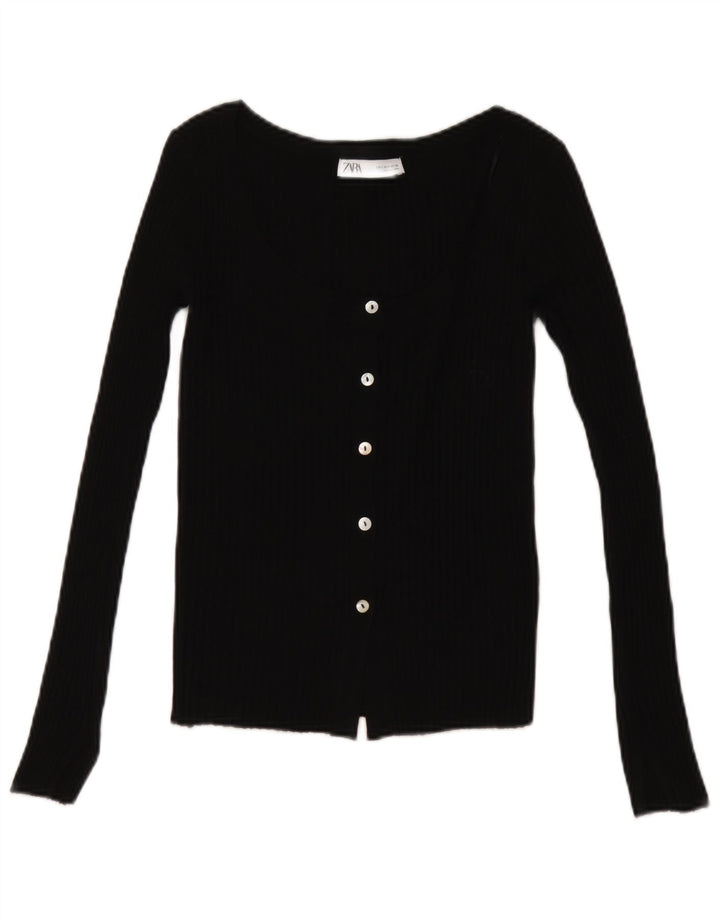 Sweter damski Zara Cardigan UK 8 Mały czarny akryl