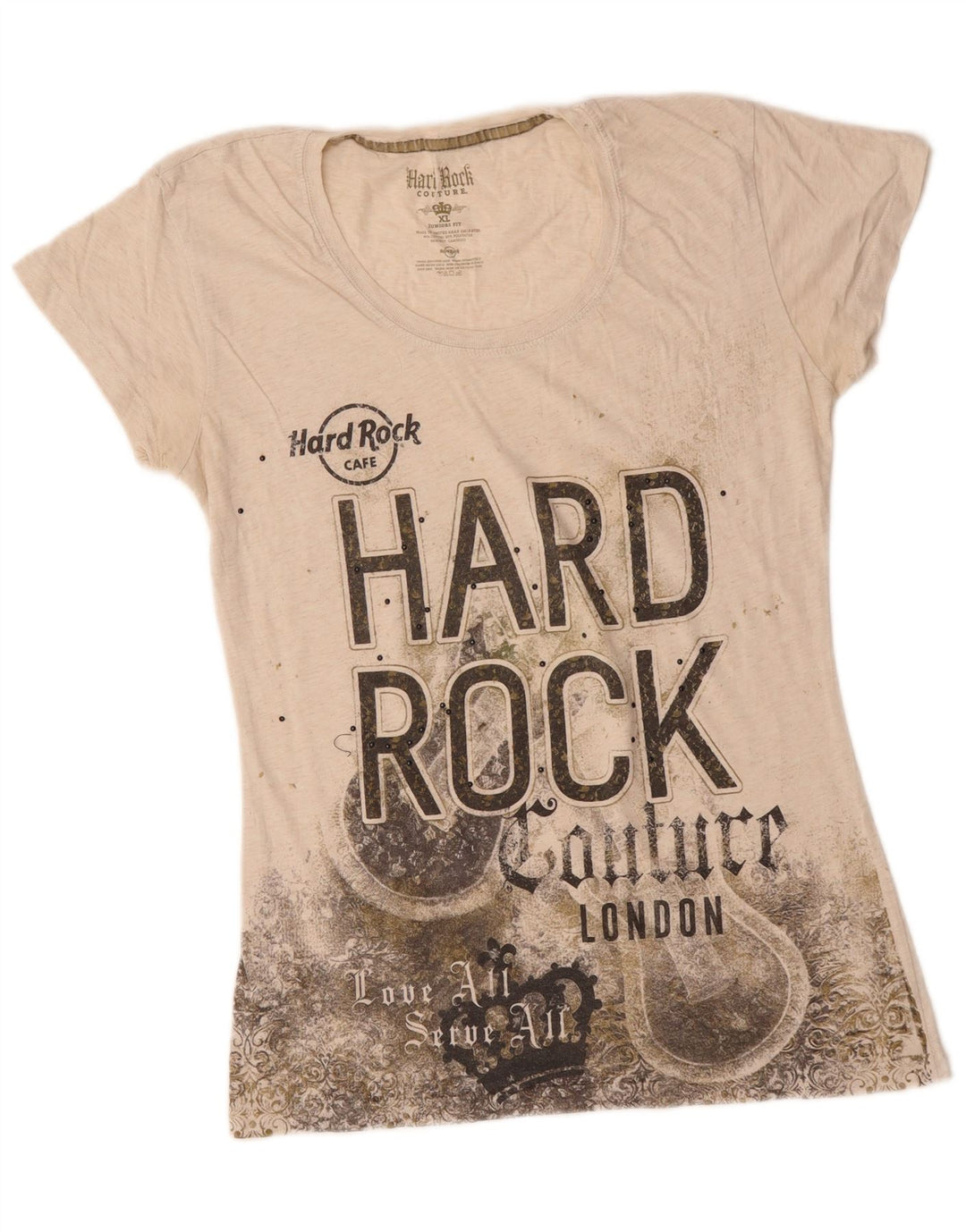 HARD ROCK CAFE Dziewczęca koszulka z grafiką London 15-16 lat XL Off White