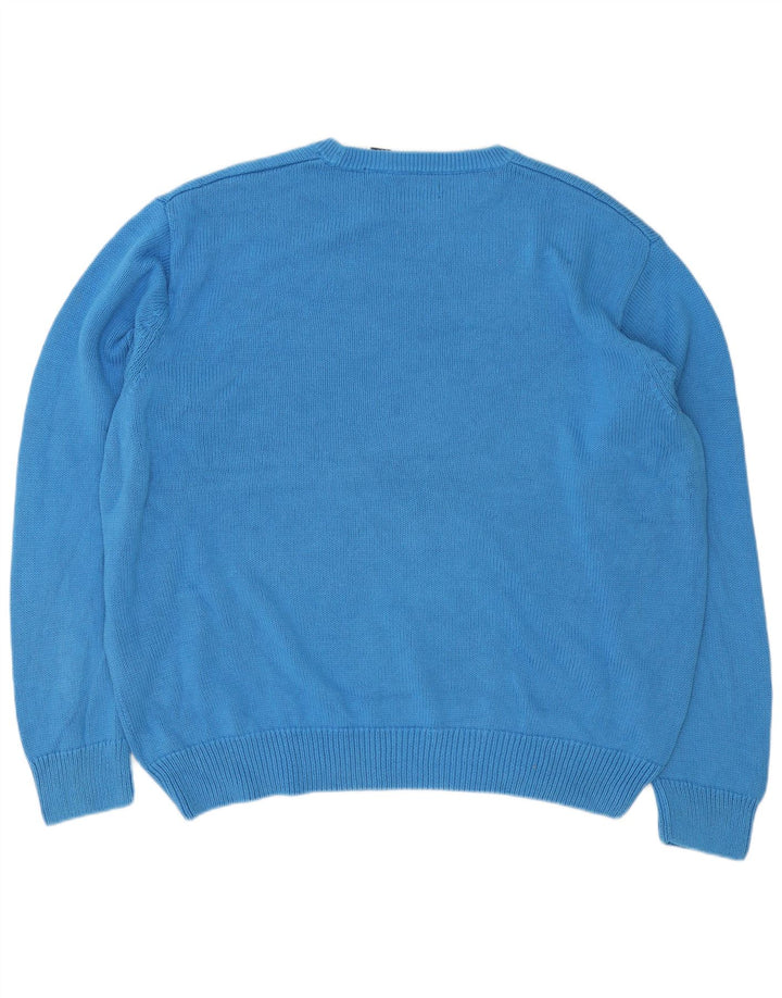 Męski sweter z wycięciem pod szyją Chaps, 2XL, niebieska bawełna