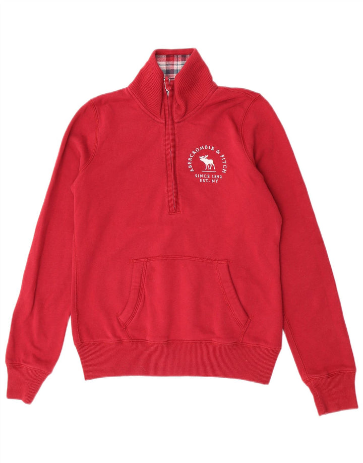 Damski sweter z zamkiem błyskawicznym Abercrombie & Fitch UK 12, średni czerwony