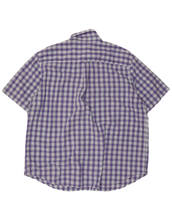 Męska wysoka koszula z krótkim rękawem Chaps 3XL, bawełniana w fioletową kratkę