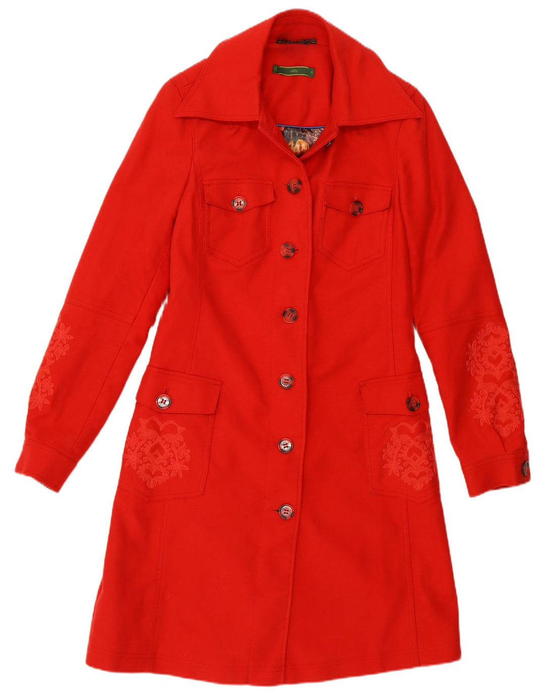 Tłusty damski płaszcz wzorzysty o regularnym kroju EU 36 Small Red Paisley Cotton