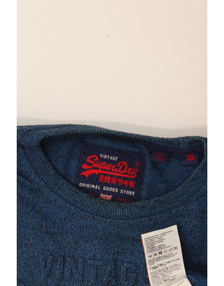 Męski top graficzny Superdry z długim rękawem, mały, niebieski, z bawełny w cętki
