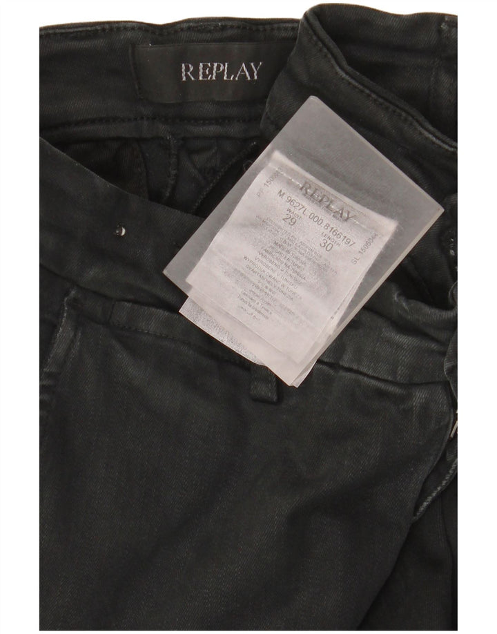 Replay Męskie Zeumar Slim Jeans W29 L30 Czarna bawełna