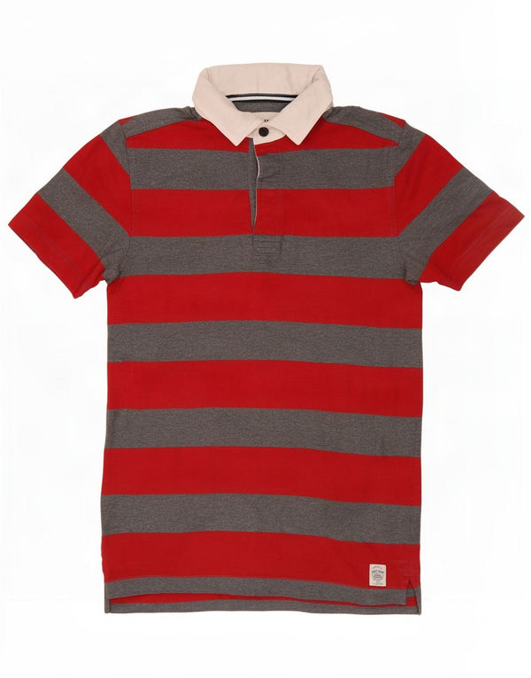 Męska koszulka polo do rugby Fat Face XS w czerwone paski, bawełniana