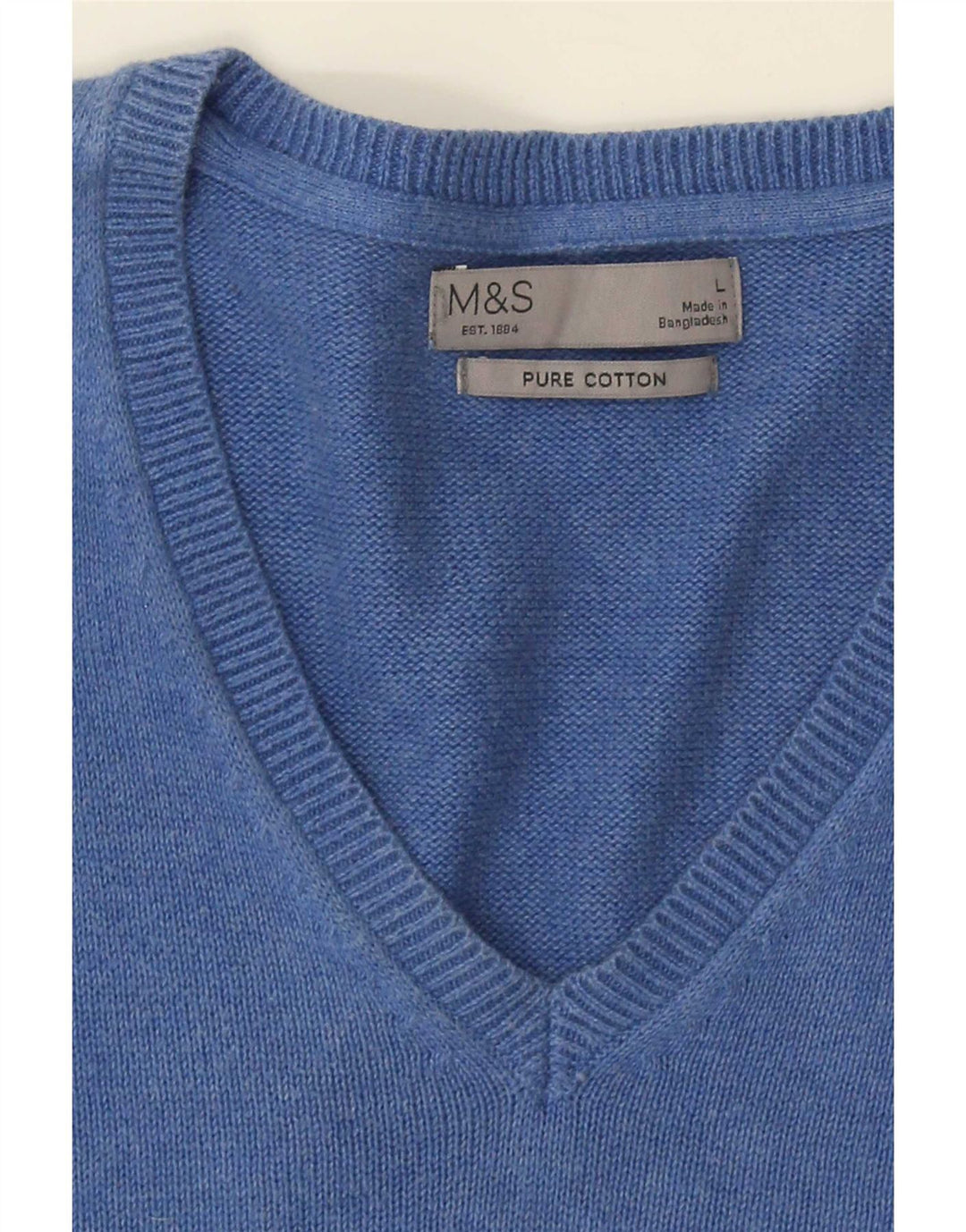 Marks & Spencer Męski sweter z dekoltem w kształcie litery V, duży niebieski