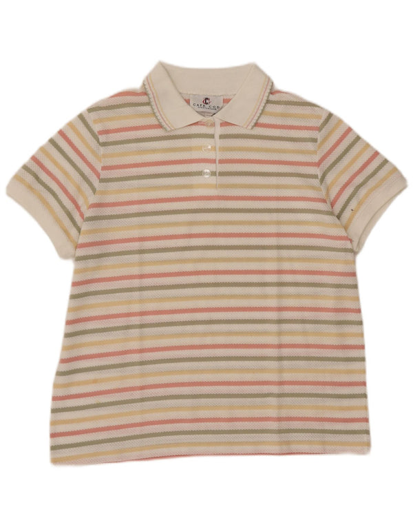 Sweter damski w stylu vintage, z dekoltem polo, UK 14, w średnie, wielokolorowe paski