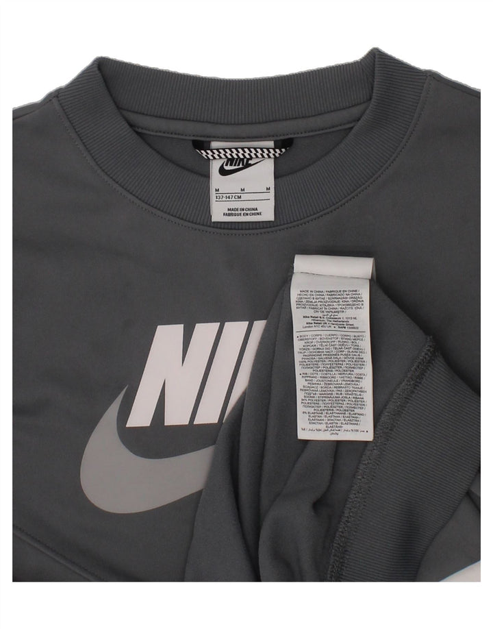 NIKE Boys Graphic Sweatshirt Jumper 10-11 Years Medium  Grey Polyester Vintage Nike and Second-Hand Nike from Messina Hembry 