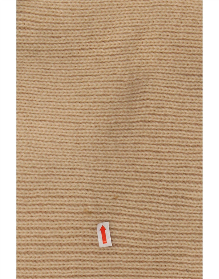 Sweter damski VINTAGE z wywijanym dekoltem UK 12, średni beżowy akryl w paski