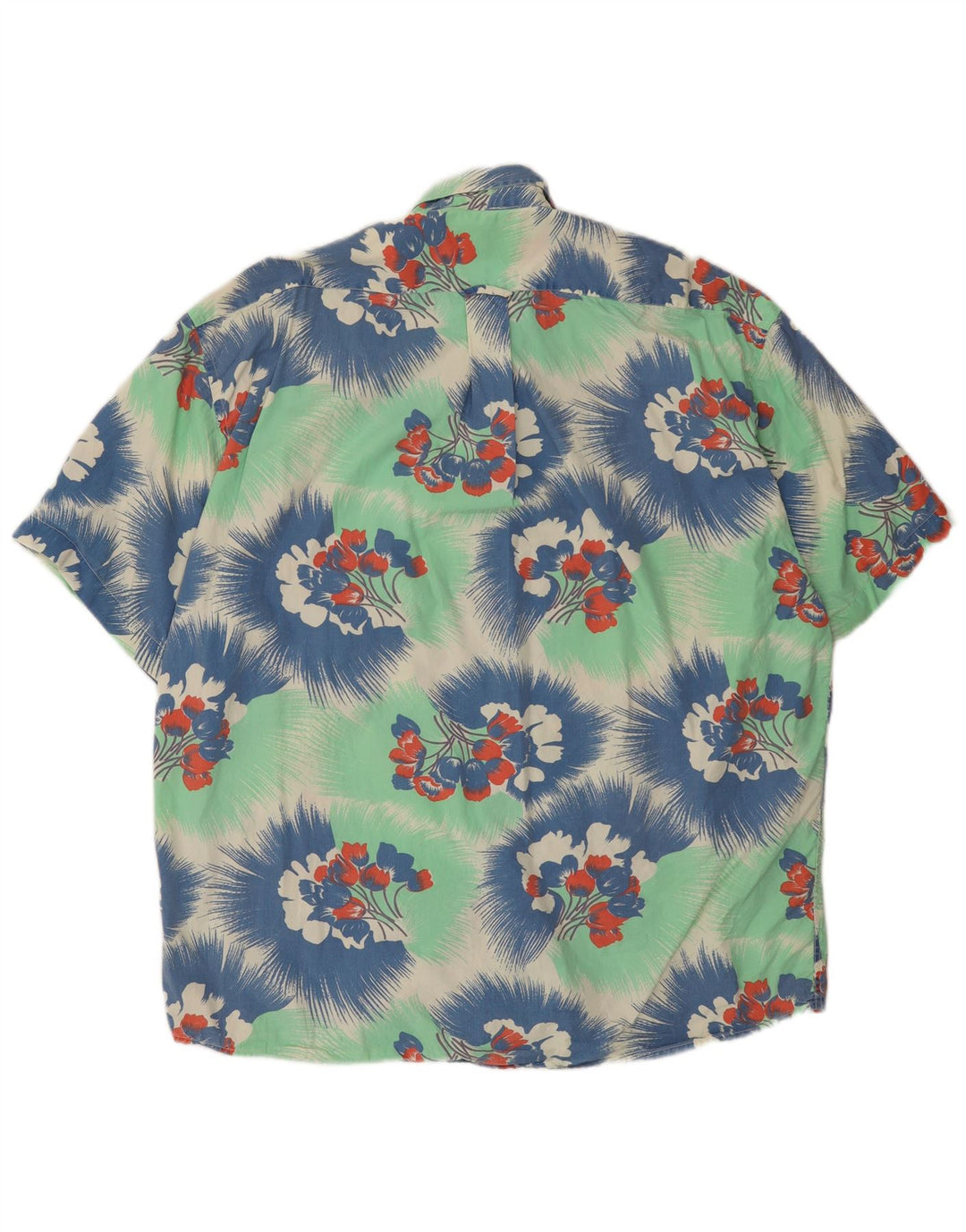 UNIFORMOWA Męska koszula z krótkim rękawem XL Zielona, bawełniana w kwiaty