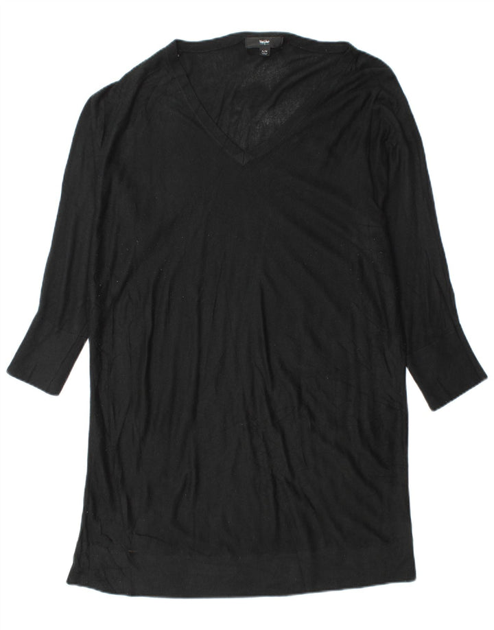 Damska sukienka sweterkowa MOSSIMO z długim rękawem w kształcie skrzydła nietoperza UK 18 XL, czarna akrylowa