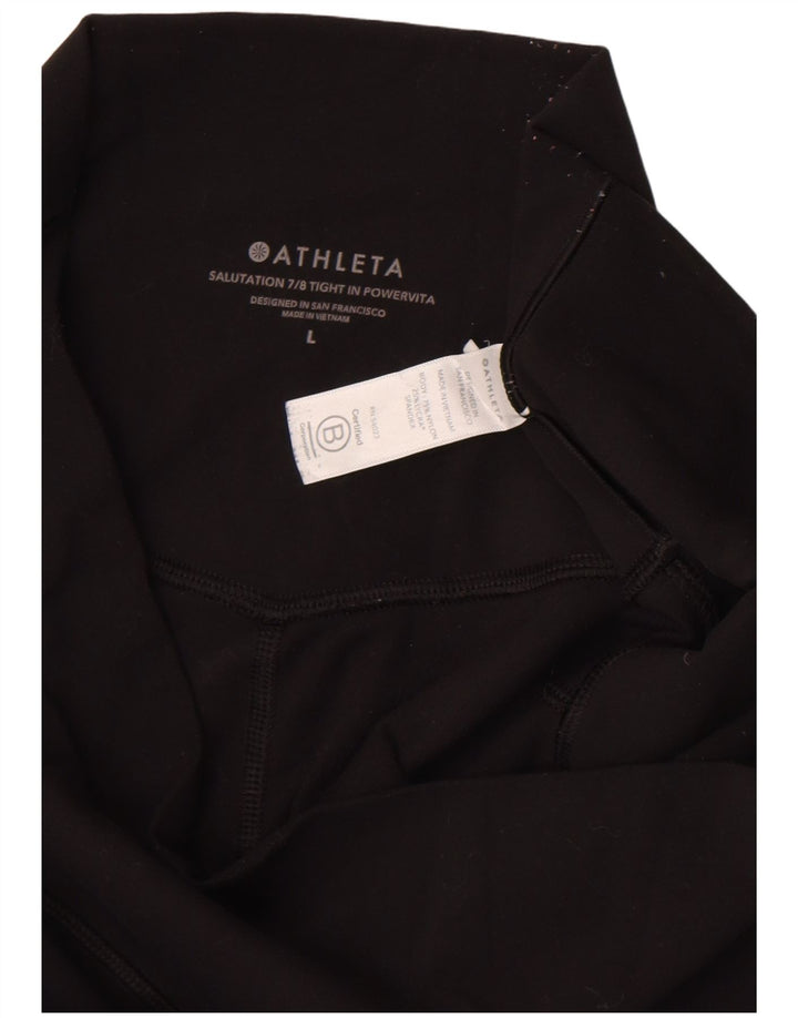 Damskie legginsy Capri Athleta UK 16, duże, czarne, nylonowe