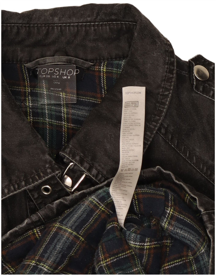 Damska kurtka dżinsowa Topshop UK 8, mała, czarna, poliakrylowa