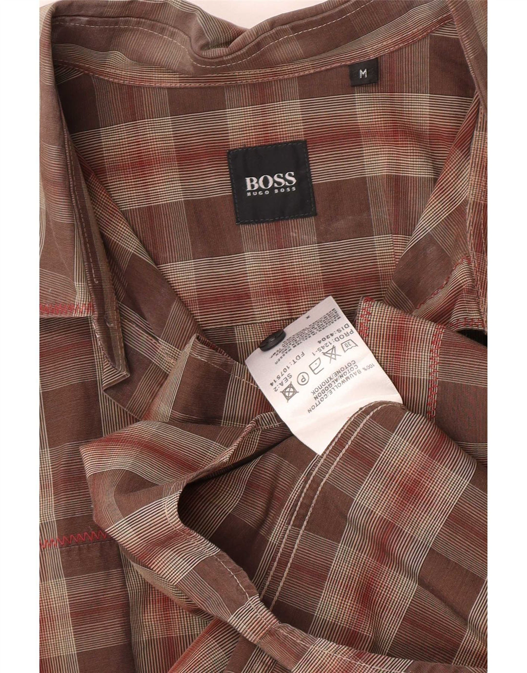 Koszula męska Hugo Boss, bawełniana w brązową kratkę