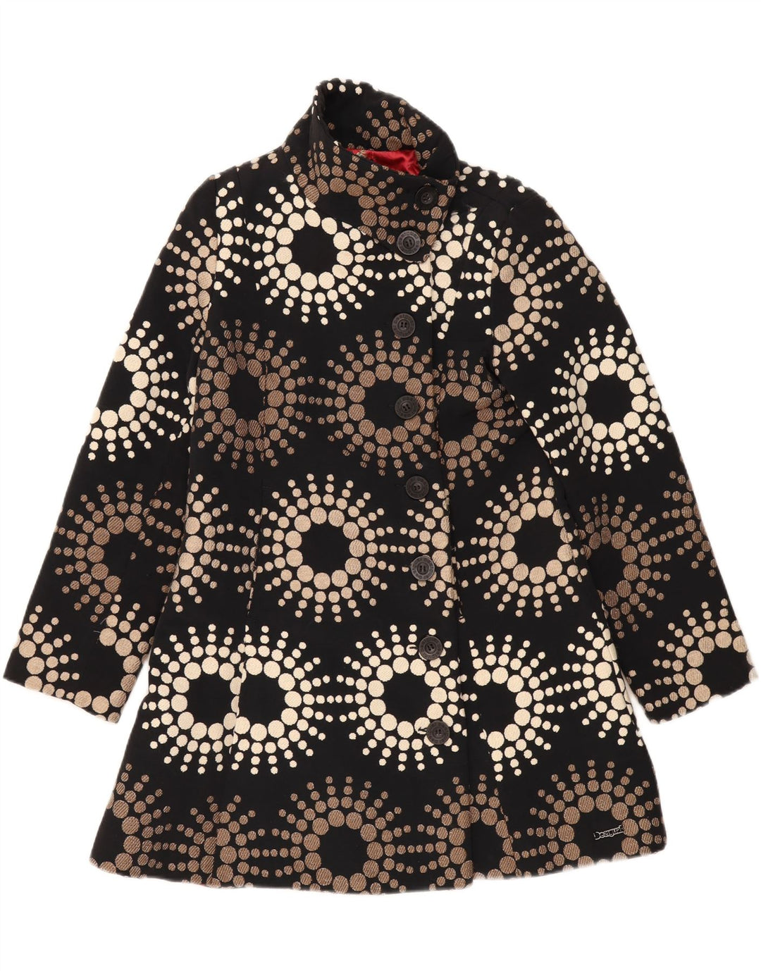 Desigual damski płaszcz EU 44 XL, czarny, geometryczny poliester