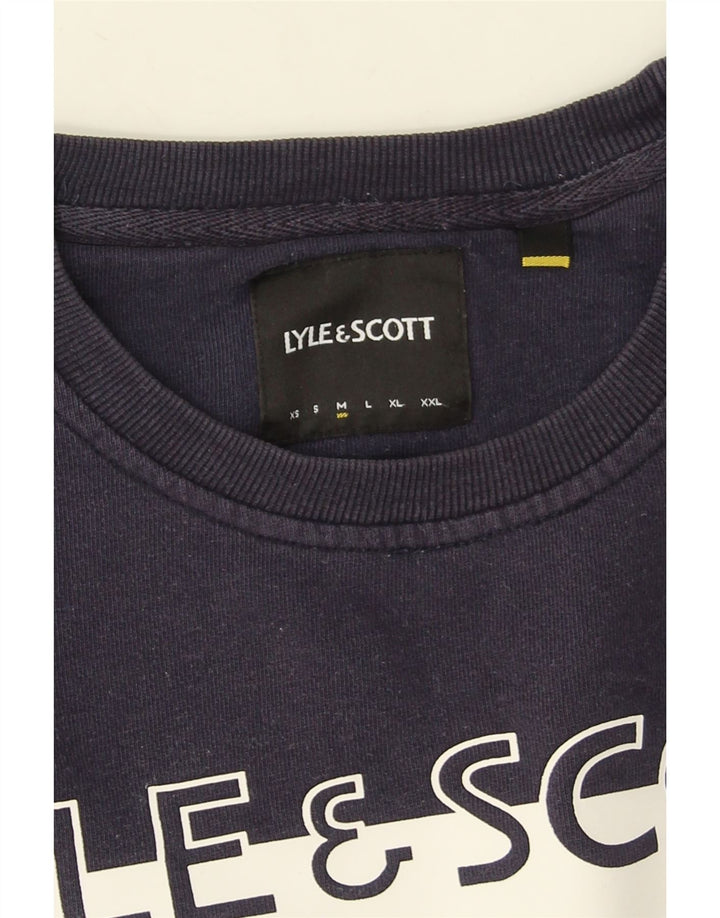 Męska bluza z grafiką Lyle & Scott, średni granat, blok kolorów