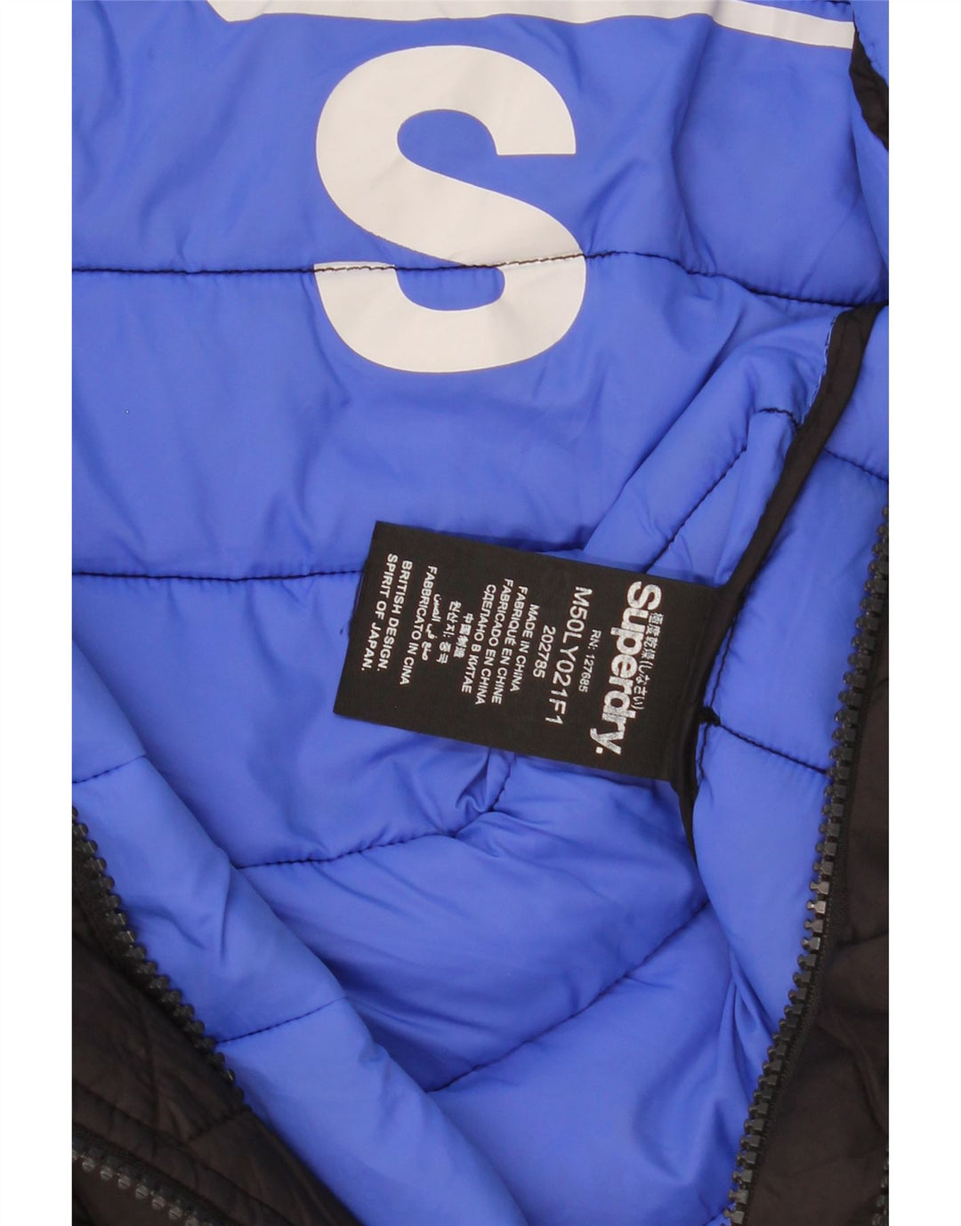 Męska wyściełana kurtka z kapturem Superdry UK 36, mały, czarny nylon