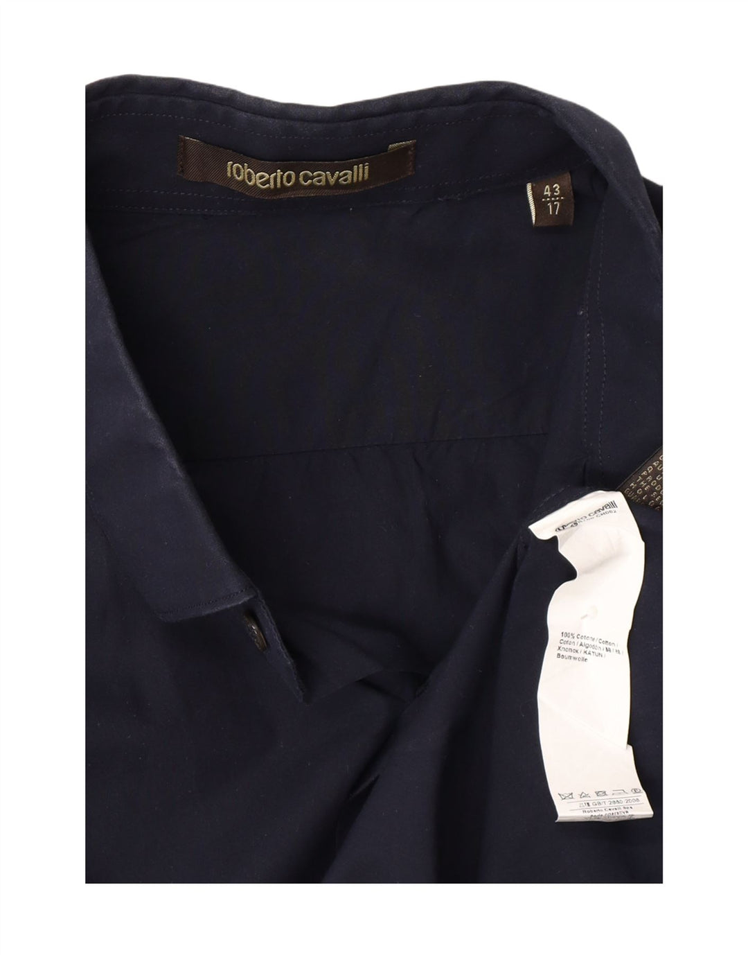 ROBERTO CAVALLI Mens Shirt Size 43 17 XL Navy Blue Vintage Roberto Cavalli and Second-Hand Roberto Cavalli from Messina Hembry 