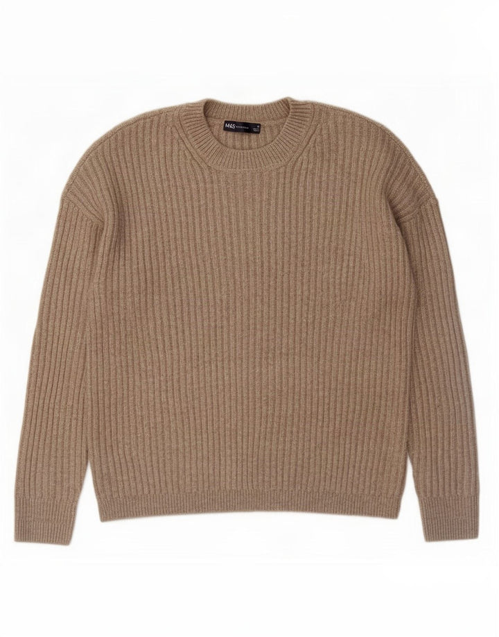 Marks & Spencer Damski sweter z okrągłym dekoltem, UK 14, średni brąz