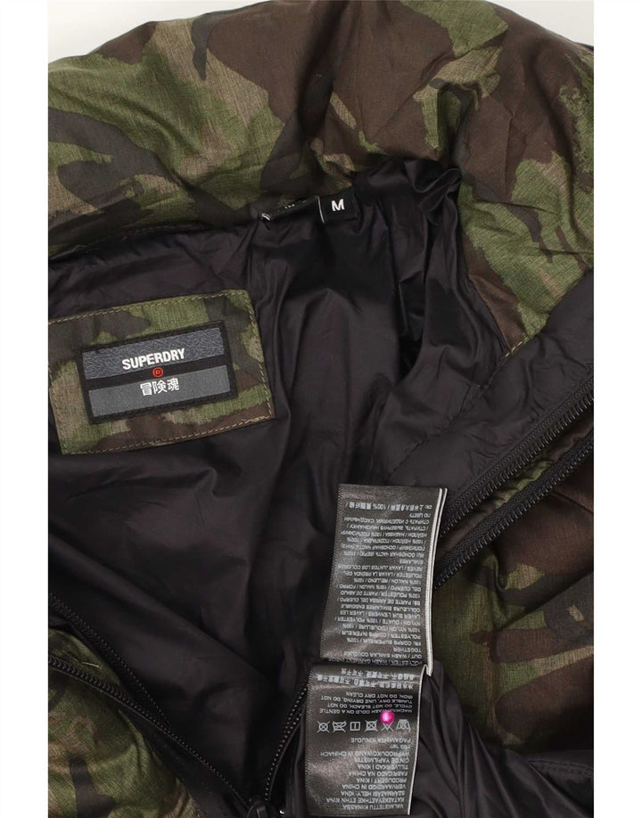 Męska ocieplana kurtka z kapturem Superdry UK 38, średni zielony kamuflaż, poliester